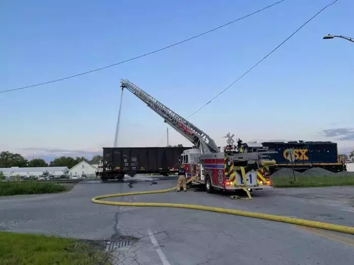 Lima Fire Department extinguishes train car fire