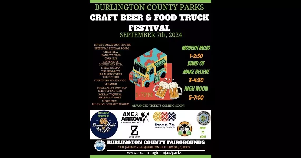 Tickets Now On Sale for Burlington County Craft Beer and Food Truck Festival