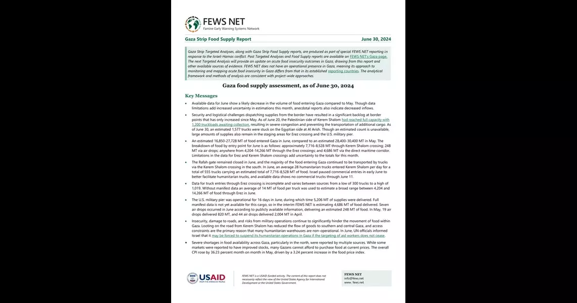 Gaza food supply assessment, as of June 30, 2024