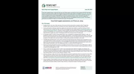 Gaza food supply assessment, as of June 30, 2024