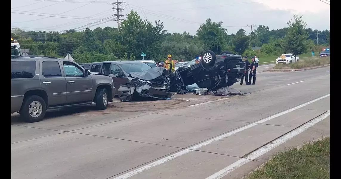 Section of Scott Boulevard in Columbia closed after crash, car seen flipped in roadway