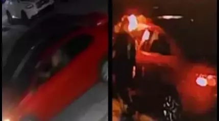 Hollywood cops search for Molotov cocktail arsonist in red car