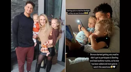 Patrick Mahomes Reads Bedtime Story to His Kids in Cute Shared Photo: ‘Sweetness’