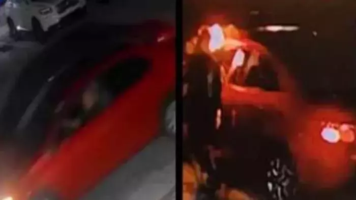 Hollywood cops search for Molotov cocktail arsonist in red car