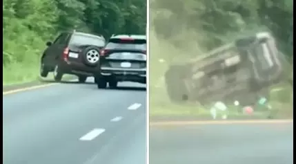 Driver Recklessly Tries to Pass, Flips Car in Massive Accident Video