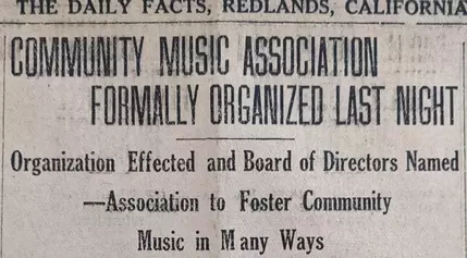 100 years ago in Redlands: After summer of community sings, the Redlands Community Music Association is formally organized