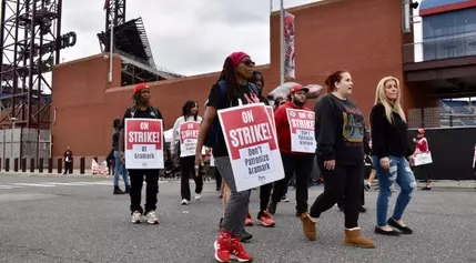 Aramark food service workers go on strike at South Philly sports complex