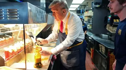 Trump Serves Food at Pennsylvania McDonald’s as Harris Visits Churches in Georgia