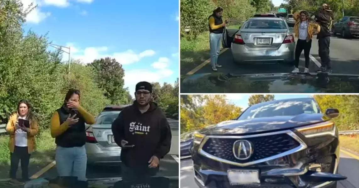 Chaotic footage shows suspected fraudsters reverse into car, fake…