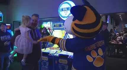 Sabres players join Courage of Carly kids for a game of laser tag