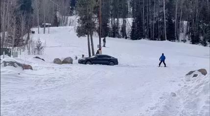 Unusual Encounter on the Slopes: Car Abandoned on Ski Trail at Keystone Resort